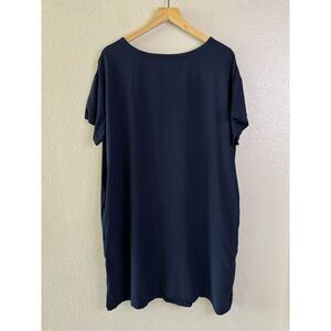 CP Shades Oversized Rayon Shirt Dress Womens Sz XS Navy Blue Pockets Minimalist
